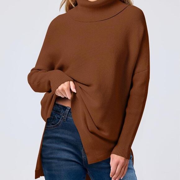 2025 Oversized Turtleneck‎ Batwing Sleeve Casual Loose Knit Pullover Sweater S - Picture 4 of 4